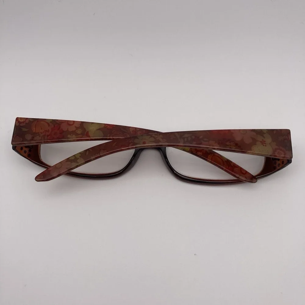 Foster Grant‎ Brn Floral Jeweled Reading Glasses Frames ASHLEY BRN 54/16-129